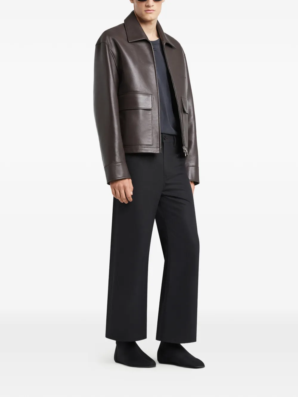  Courrèges Double-pocket Zip-fastening Leather Jacket - Brown 