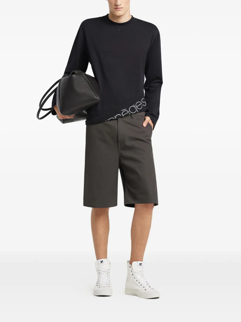 Courrèges button-fastening pockets shorts - Grijs
