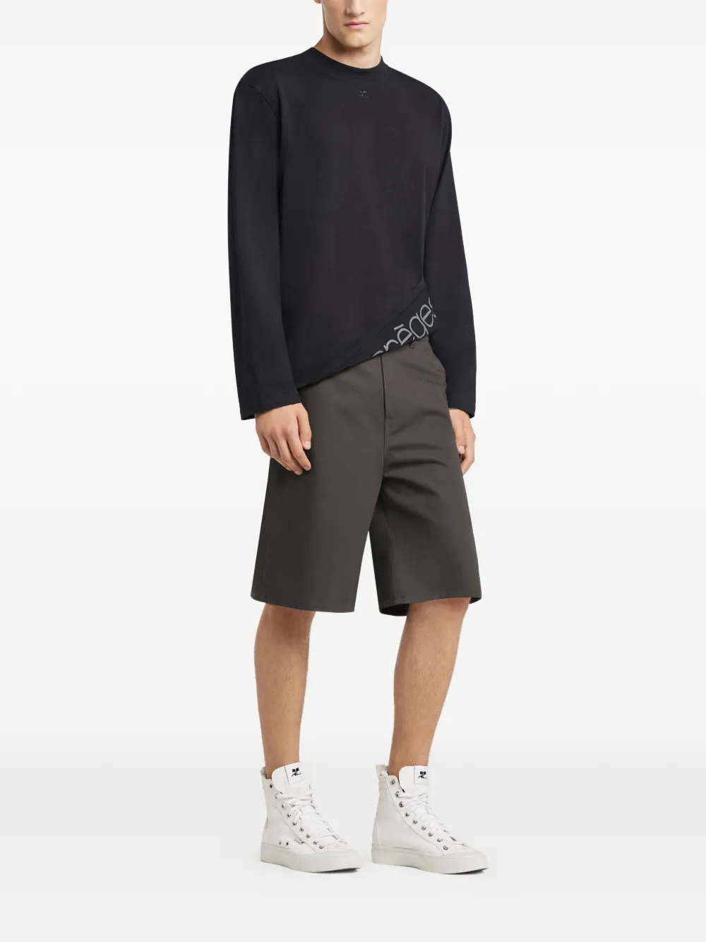  Courrèges Hammer Button-fastening Pockets Shorts - Grey 