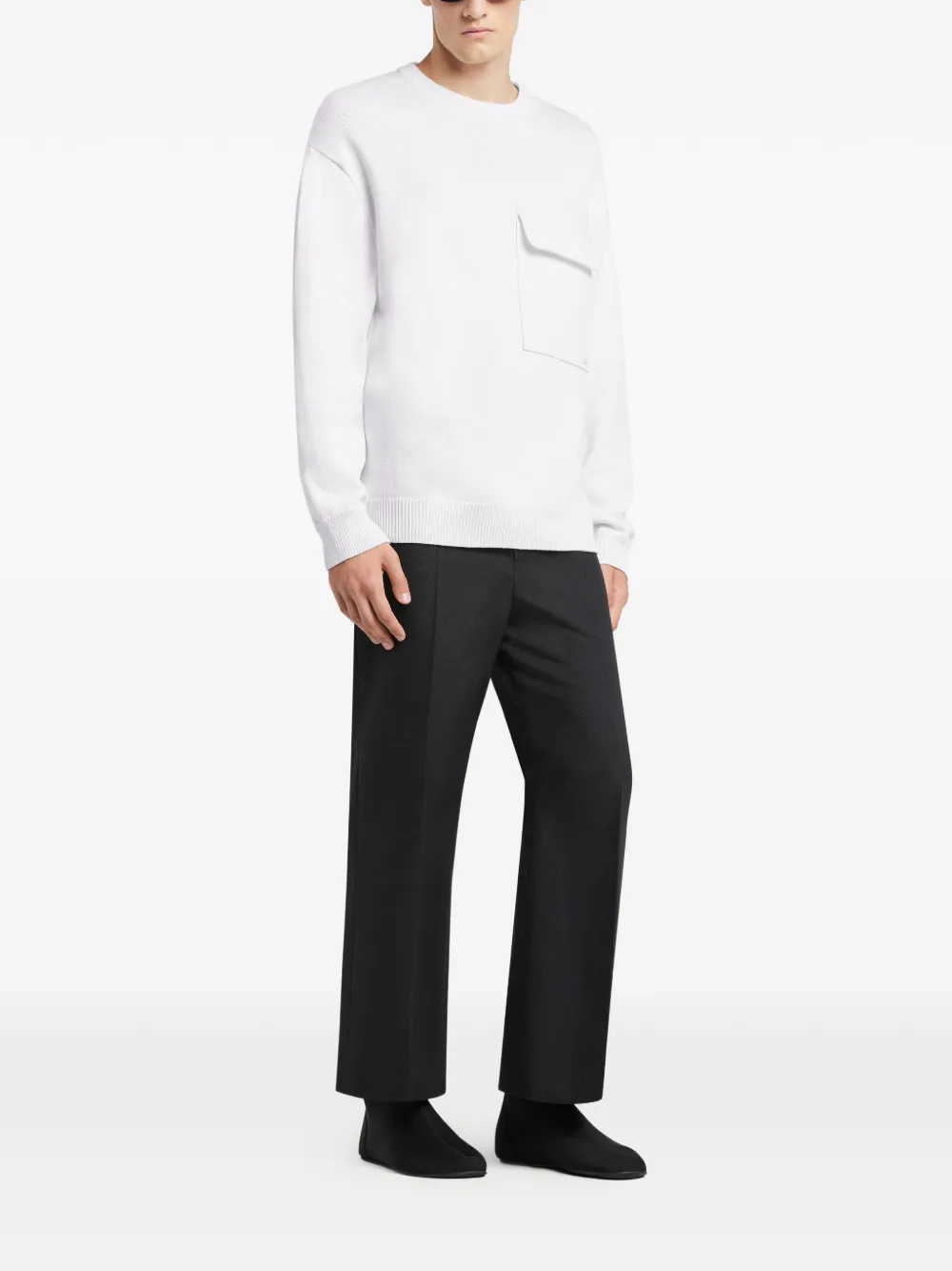 Courrèges Trui met borstzak en ronde hals Wit