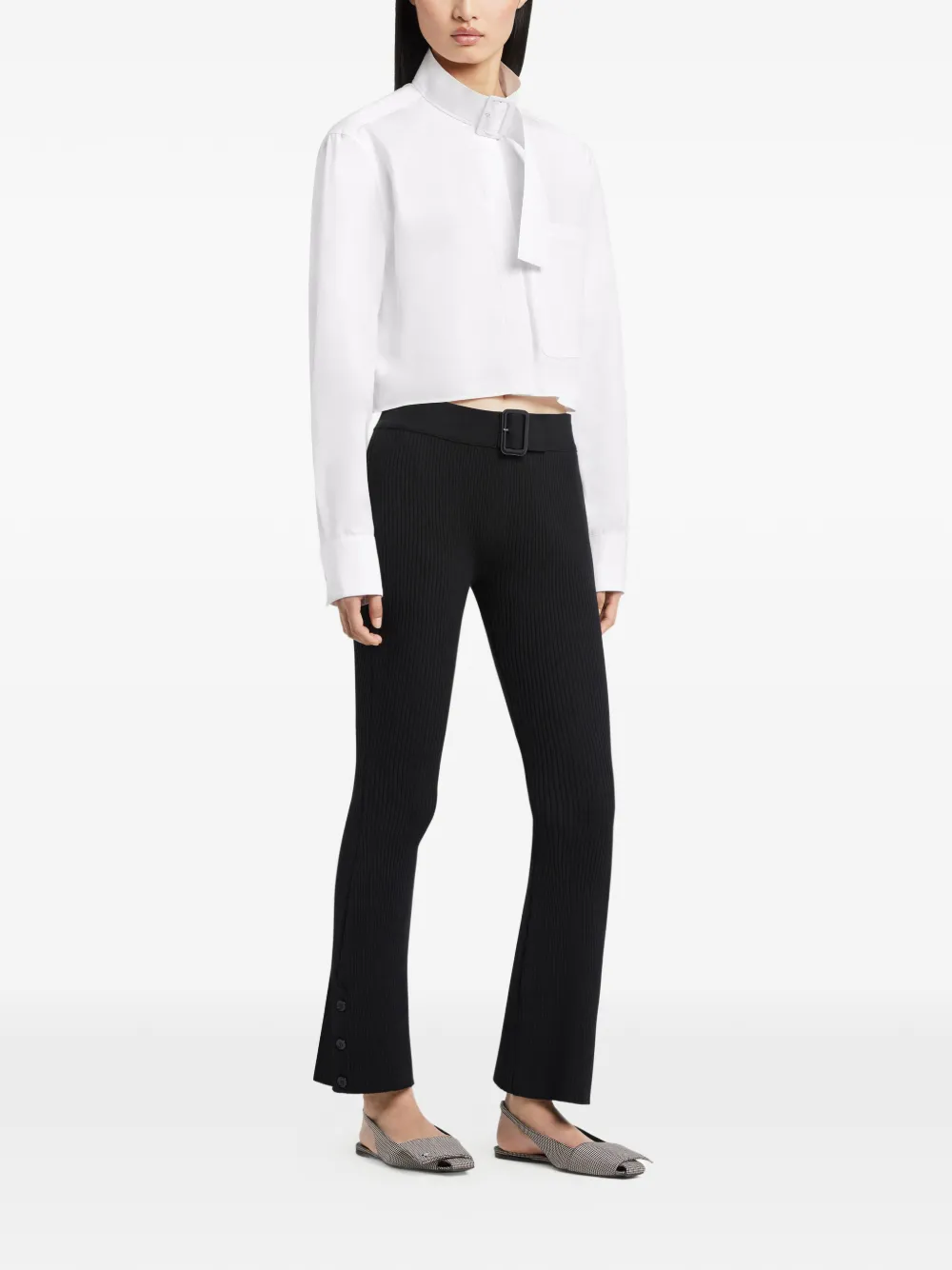 Courrèges Chest-pocket Buckle-collar Shirt In White