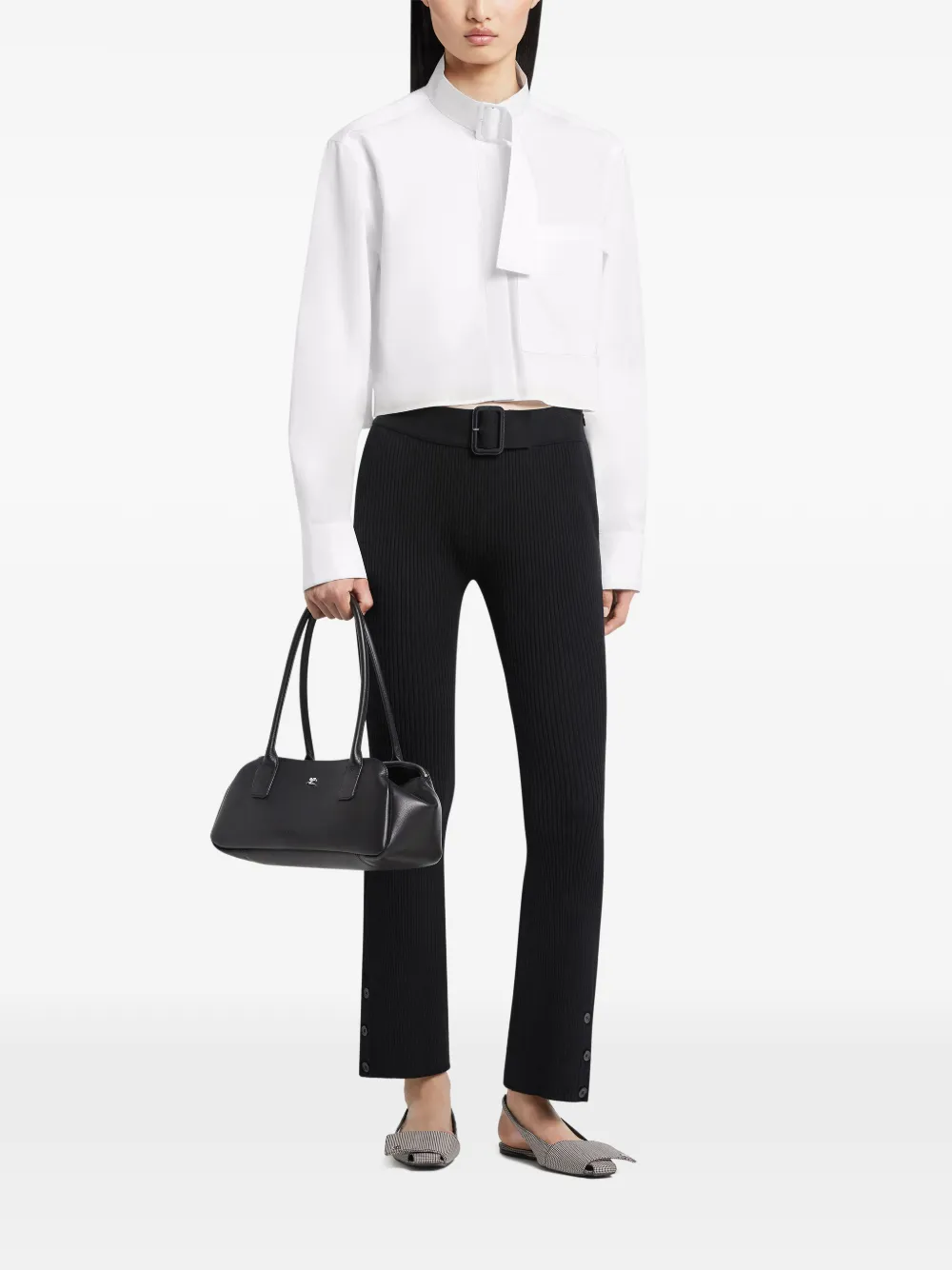 Courrèges Chest-pocket Buckle-collar Shirt In White