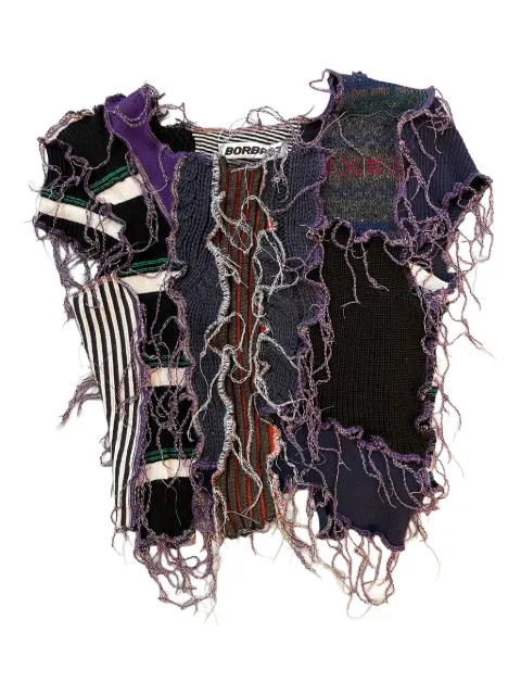 Borbala top manga corta con detalles deshilachados