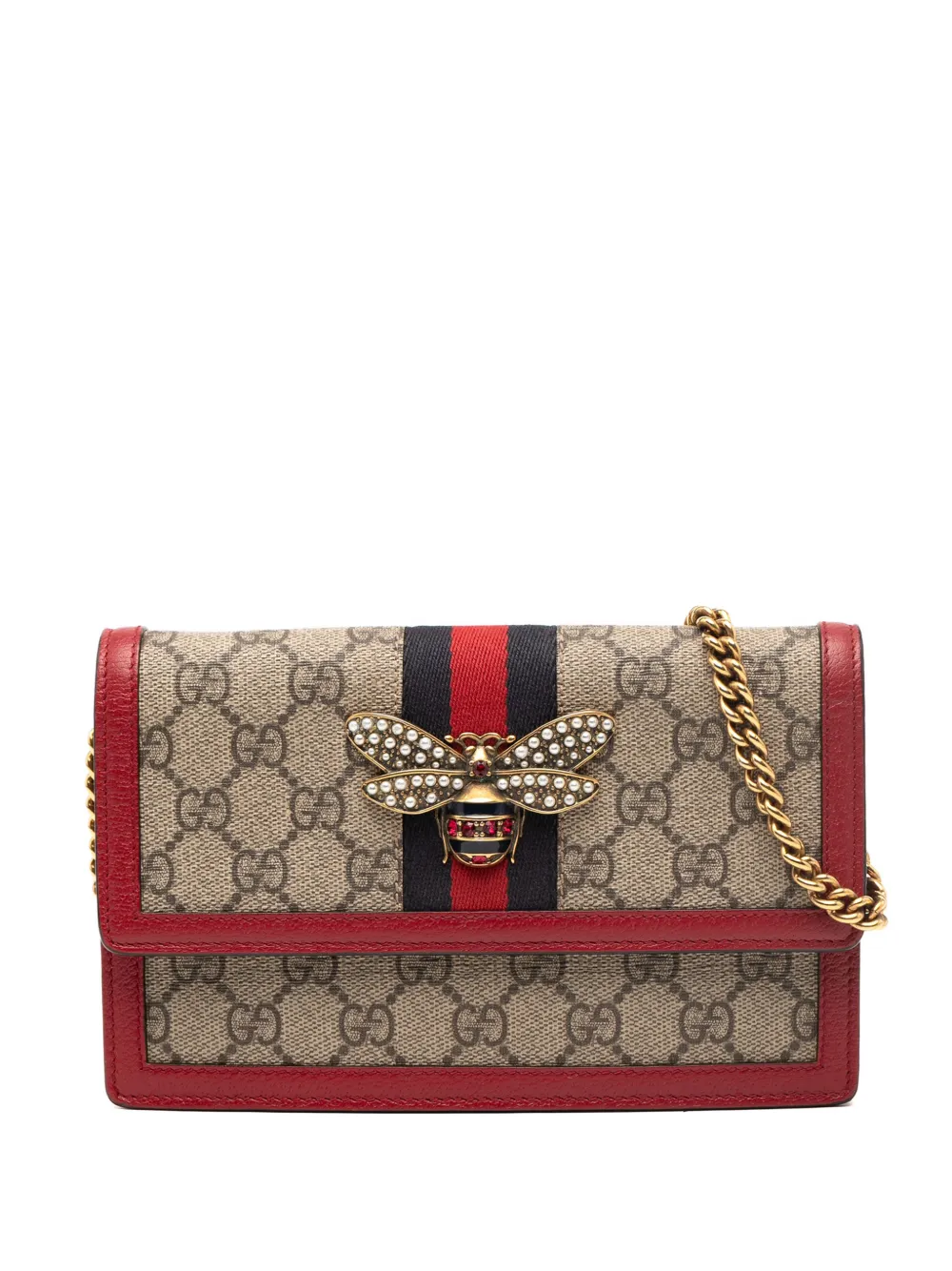 Gucci Pre-Owned 2016-2025 GG Supreme Queen Margaret Wallet on Chain crossbody bag - Marrone