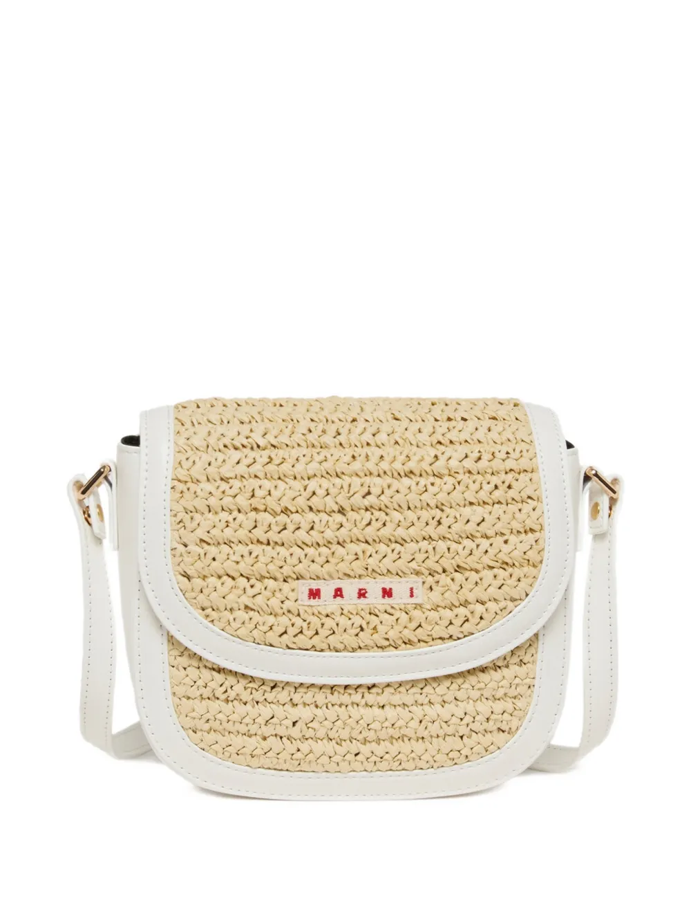 Marni Logo-patch Shoulder Bag In Neutral