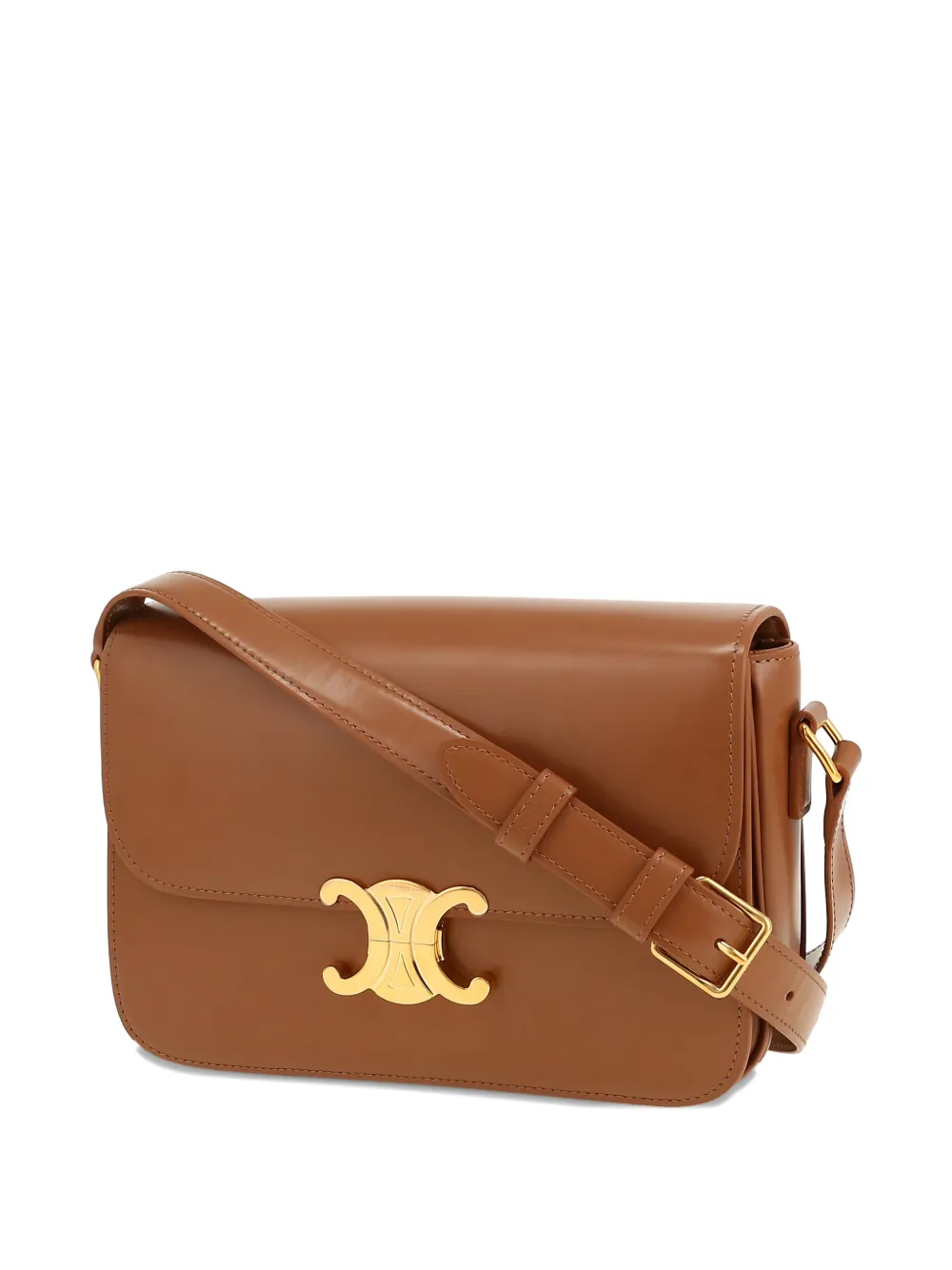  Celine Pre-owned 2020s Triomphe Leather Cross-body Bag - Brown 