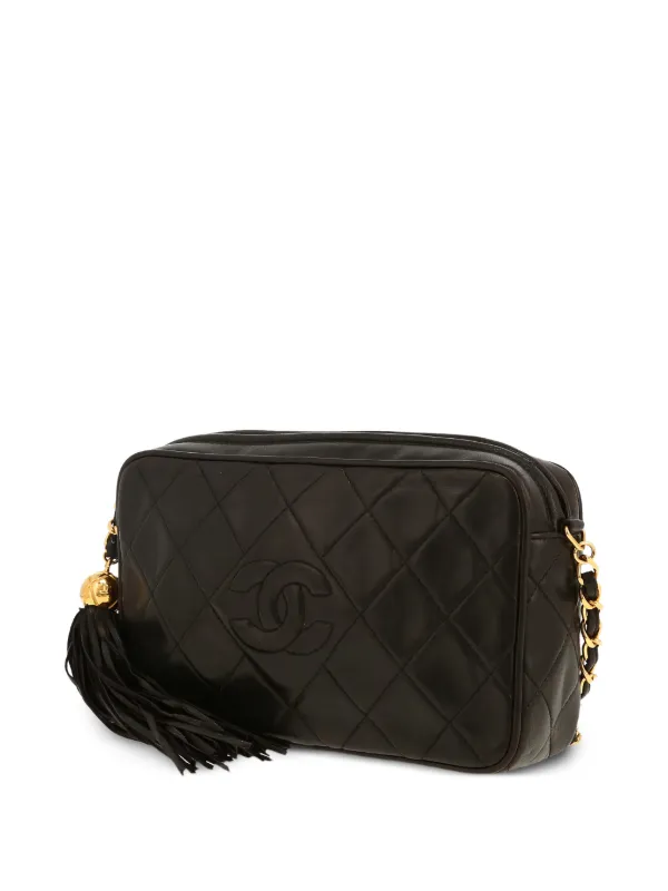 CHANEL▶ショルダーバッグ CHANEL Pre-Owned 1994 Quilted Tassel Crossbody Bag | Black | FARFETCH