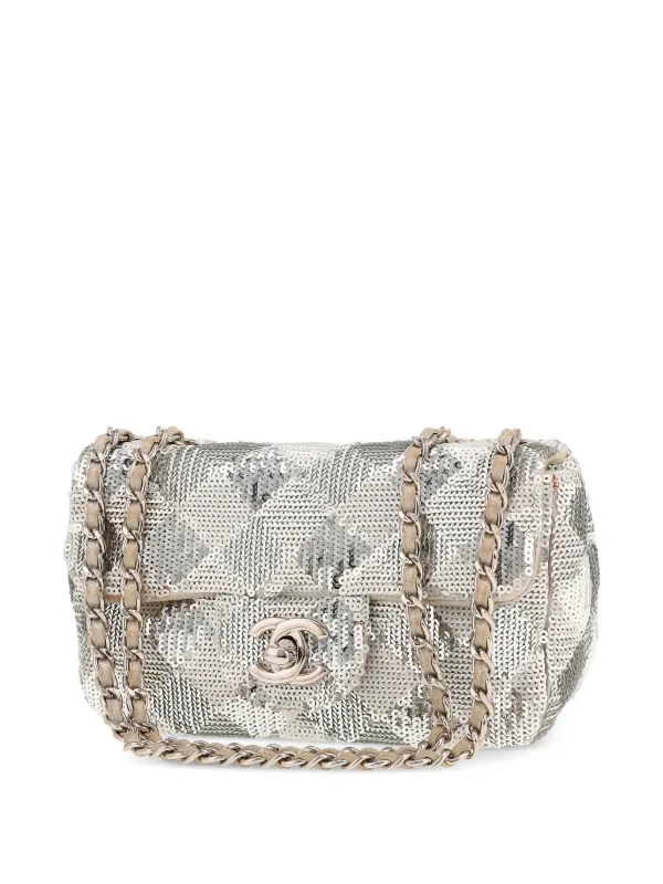 CHANEL Pre-Owned 2014 Mini Timeless Sequin Shoulder Bag | Silver