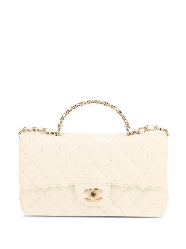 Chanel Pre-owned 2020's Quilted Top-handle Tote Bag in Neutrals