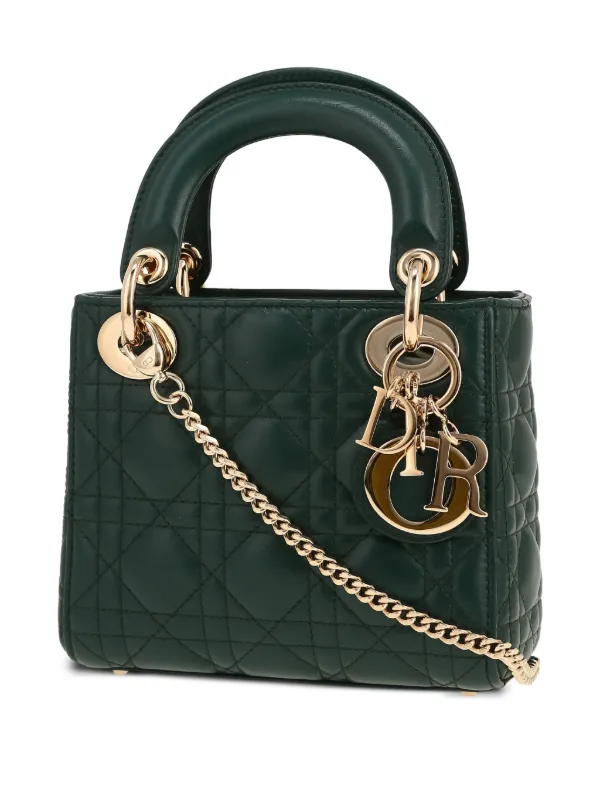 希少！Diorハンドバッグ ダークグリーン Christian Dior Pre-Owned 2020s Lady Dior Mini Bag | Green | FARFETCH