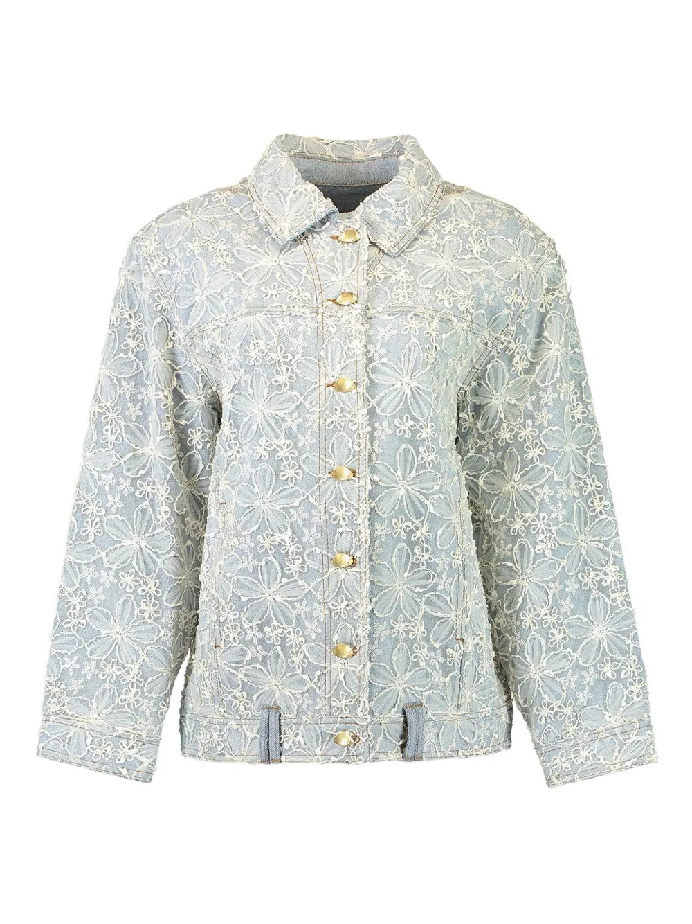 Aje Bloom floral-embroidered denim jacket - Blu