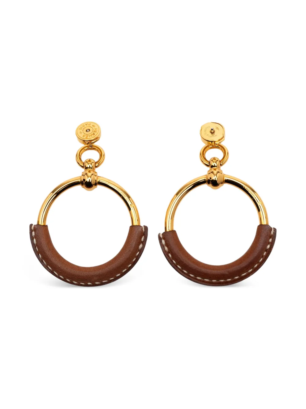 Hermès Pre-Owned 2021-2025 Gold Plated Barenia Loop Earrings costume earrings - Oro