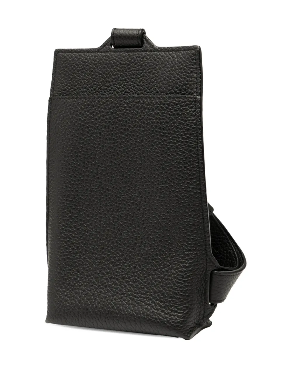 Pre-owned Loewe 2023 Grained Calfskin Vertical T Pocket Pouch Crossbody Bag In Black