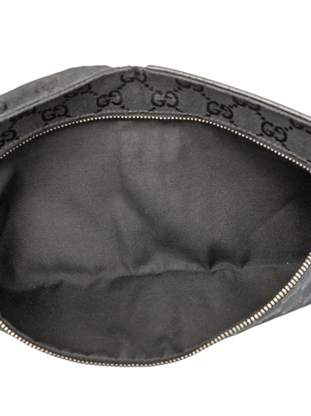 Pre-owned Gucci 2000-2015 Gg Canvas Double Pocket Belt Bag In Black