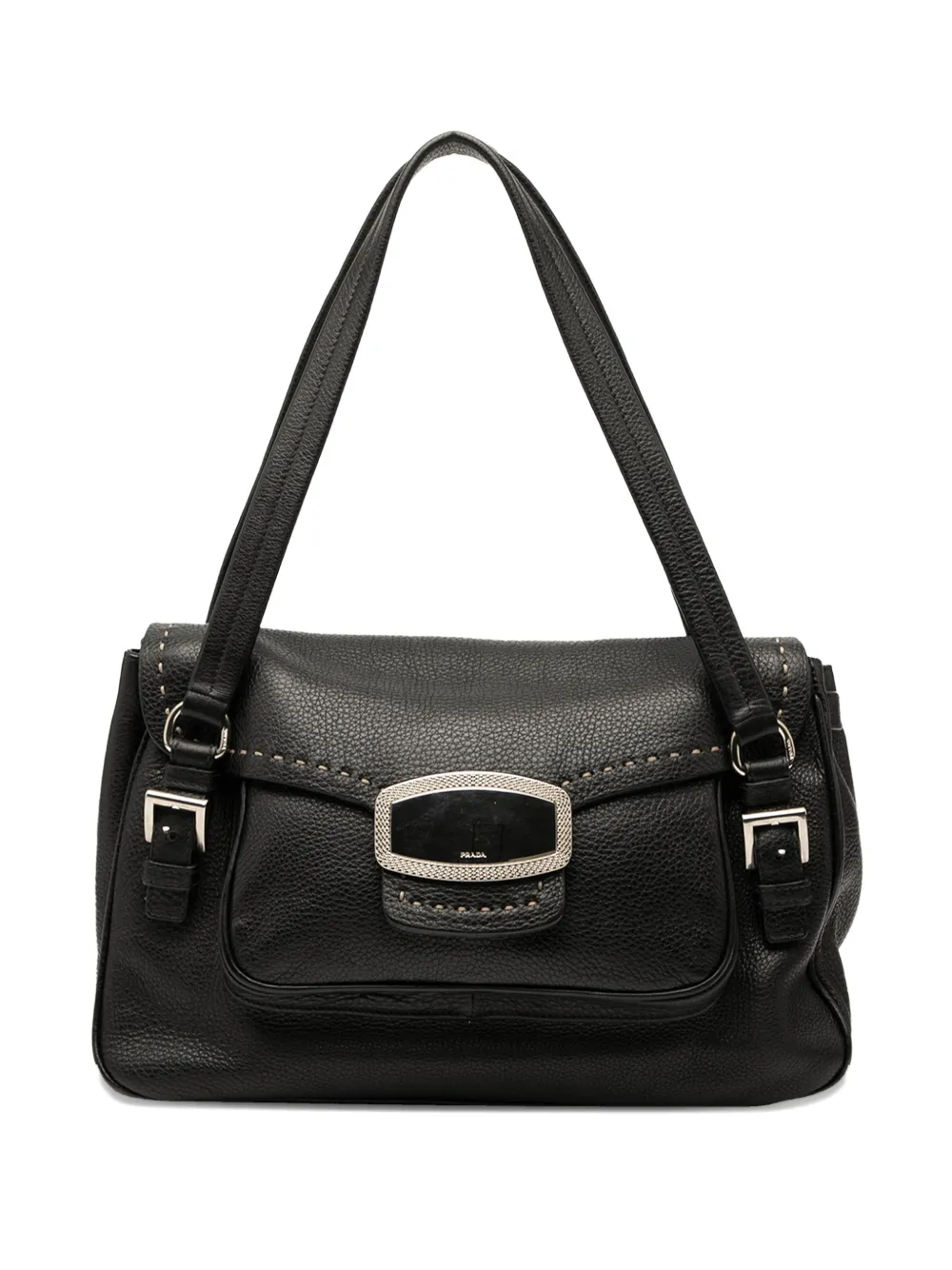 Prada Pre-Owned 2000-2025 Vitello Daino Pushlock Flap shoulder bag | Black | Image 1