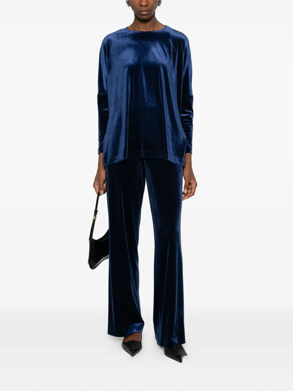 Blanca Vita velvet long-sleeved top - Blauw