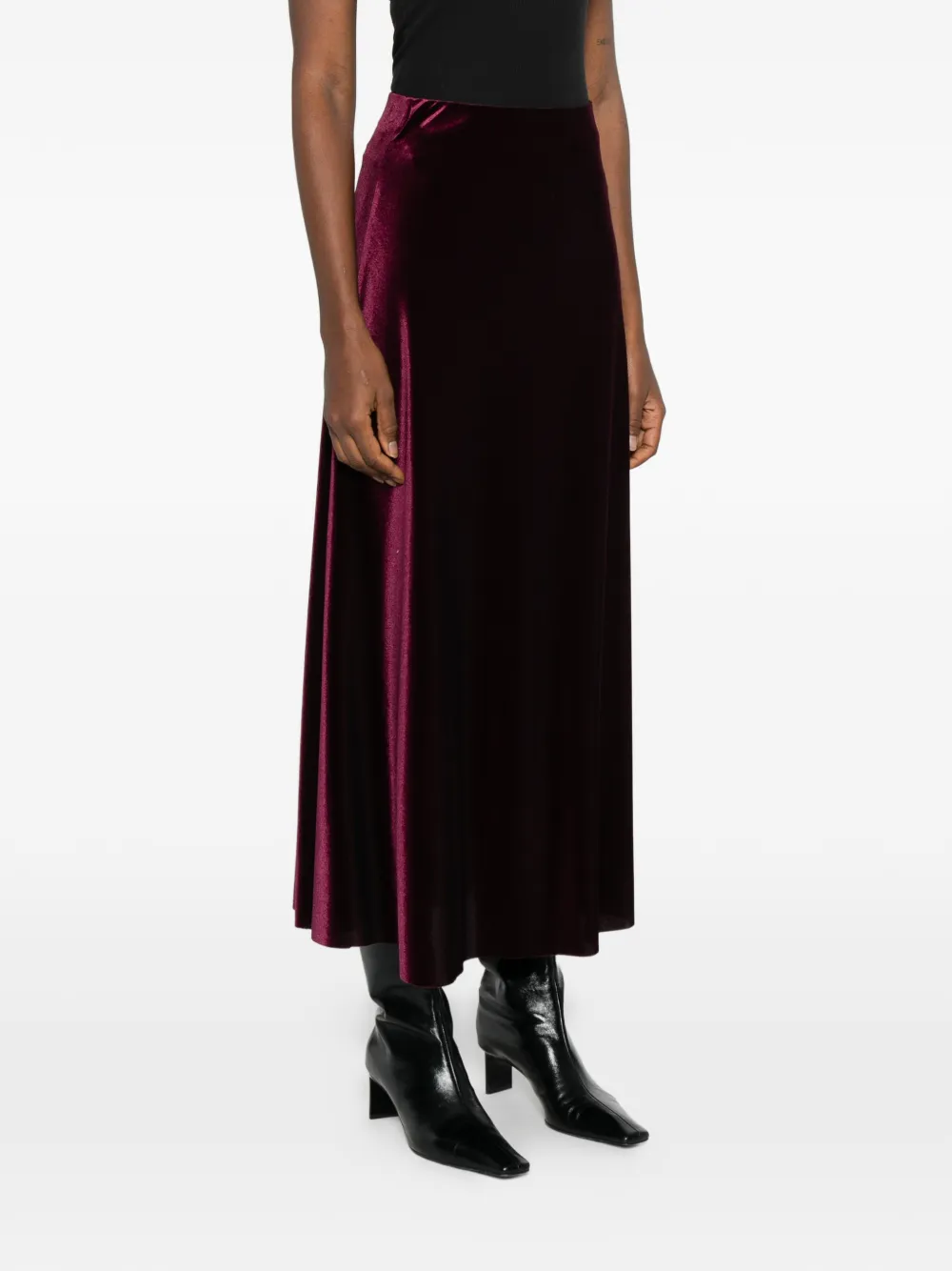 Blanca Vita Midi-rok met fluwelen textuur Paars