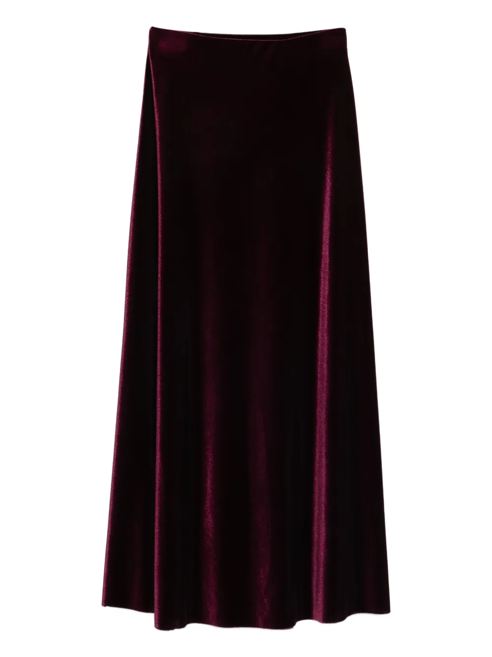 Blanca Vita Velvet-texture Midi Skirt In Burgundy