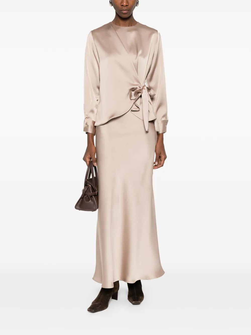 Blanca Vita elasticated-waistband long straight skirt - Beige