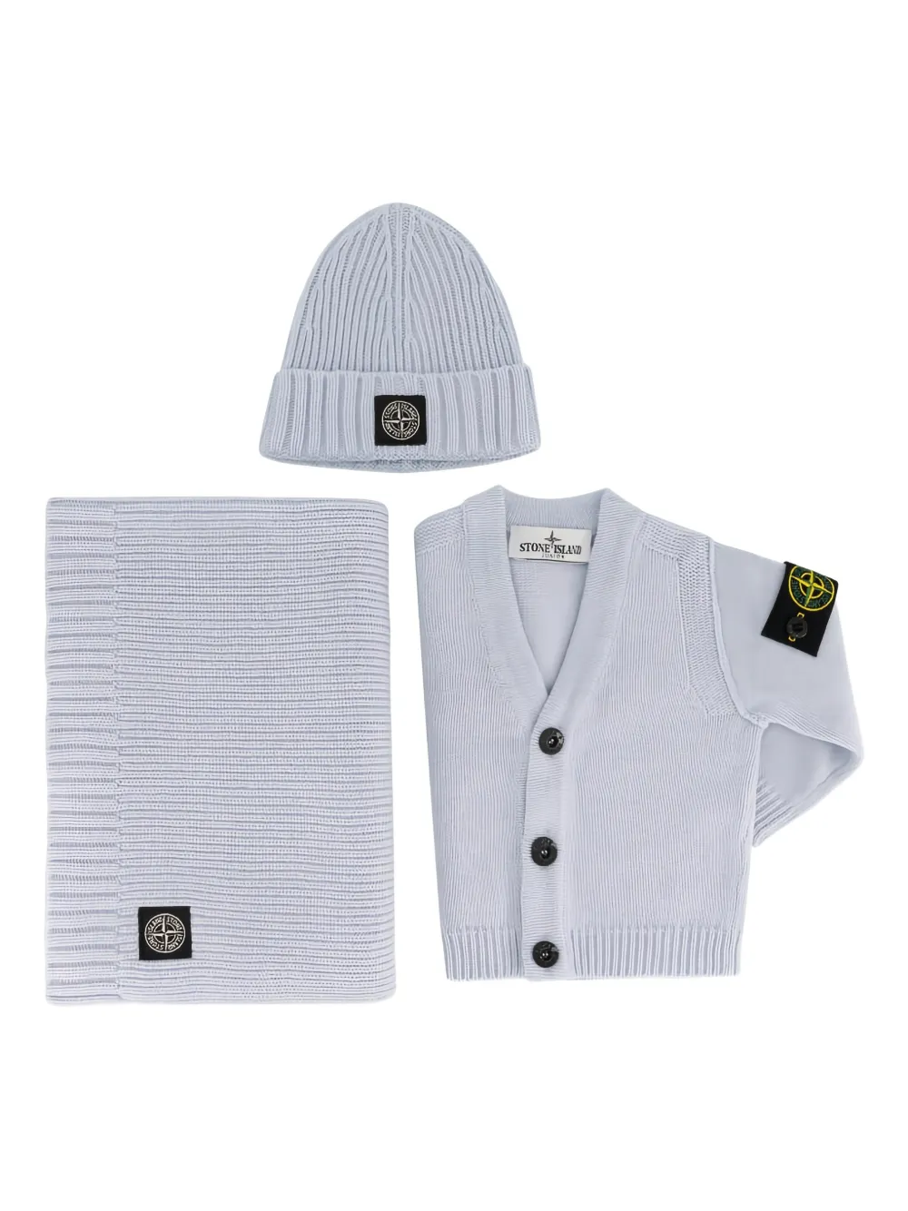 Stone Island Junior logo-patch ribbed babywear (set of three) - Blau