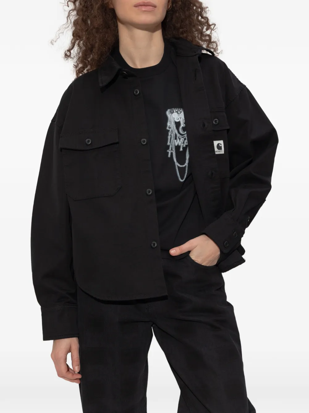  Carhartt Wip Buttoned Patch-pocket Shirt - Black 