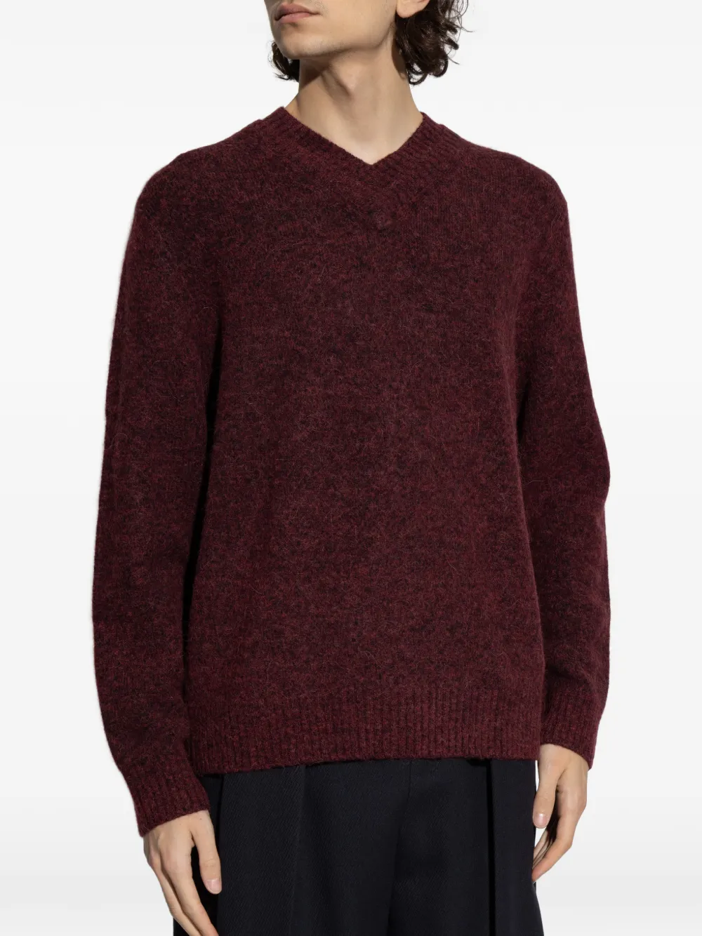  Samsoe Samsoe Pull Safloyd En Maille à Col V - Rouge 