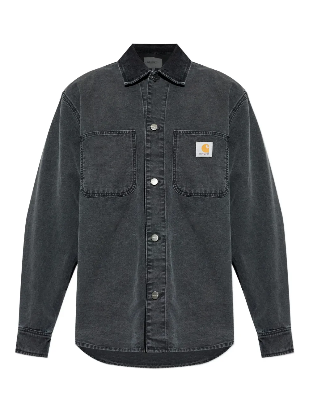 Carhartt WIP logo-patch pocket shirt | Grey | Image 1