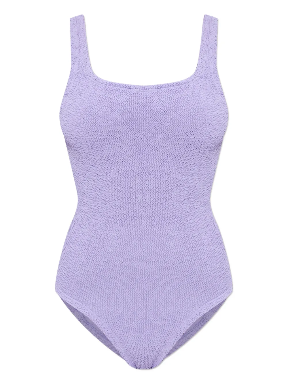 Hunza G Coverage Square-neck Crinkle Swimsuit In Purple