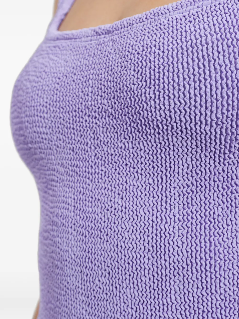 Hunza G Coverage Square-neck Crinkle Swimsuit In Purple