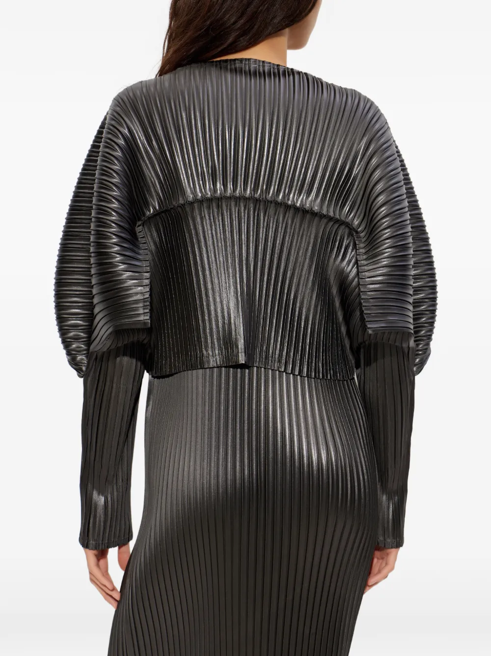 Issey Miyake Geplooide top met knopen Grijs