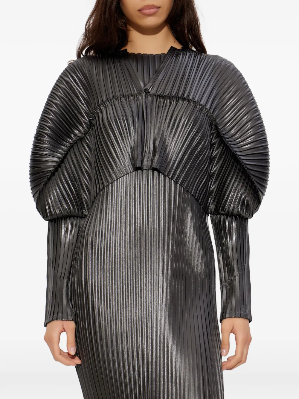  Issey Miyake Buttoned Pleated Top - Grey 