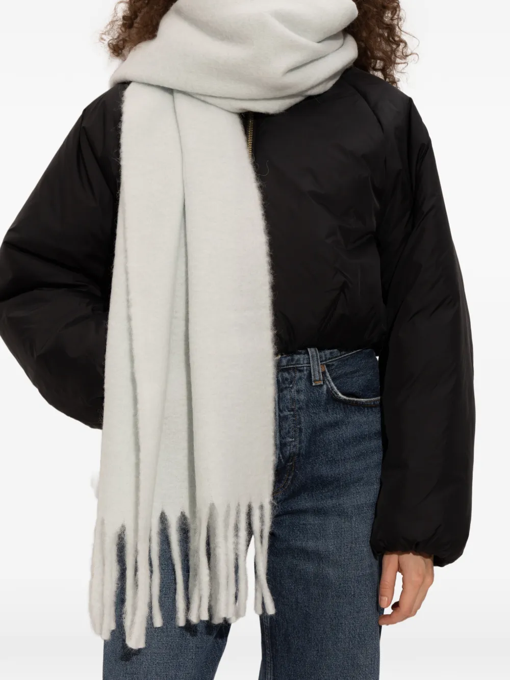 Issey Miyake Fringed Scarf In Blue