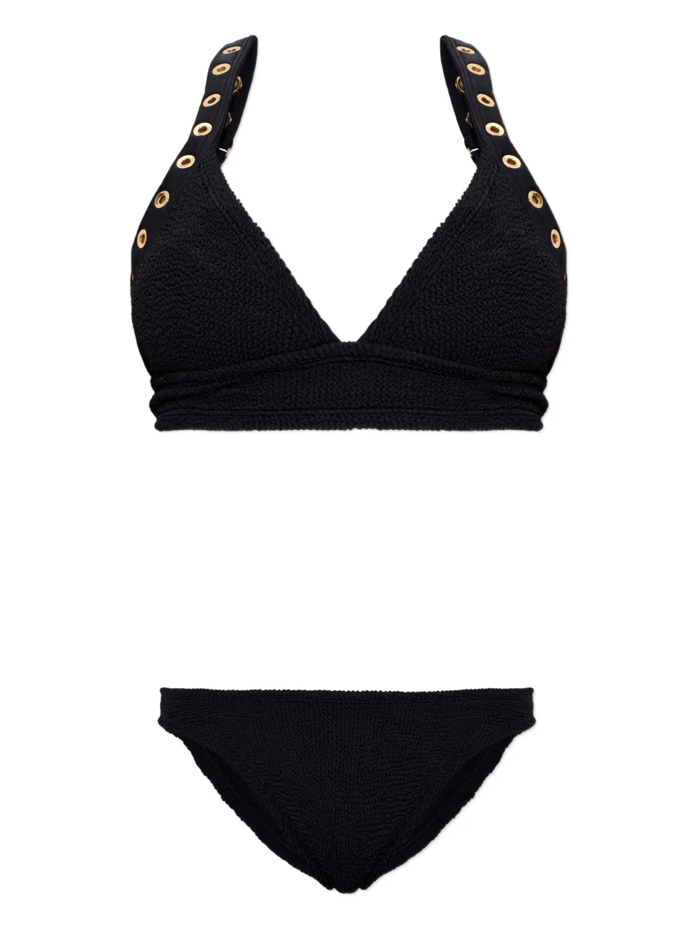 Hunza G Tessa eyelet crinkle bikini - Nero