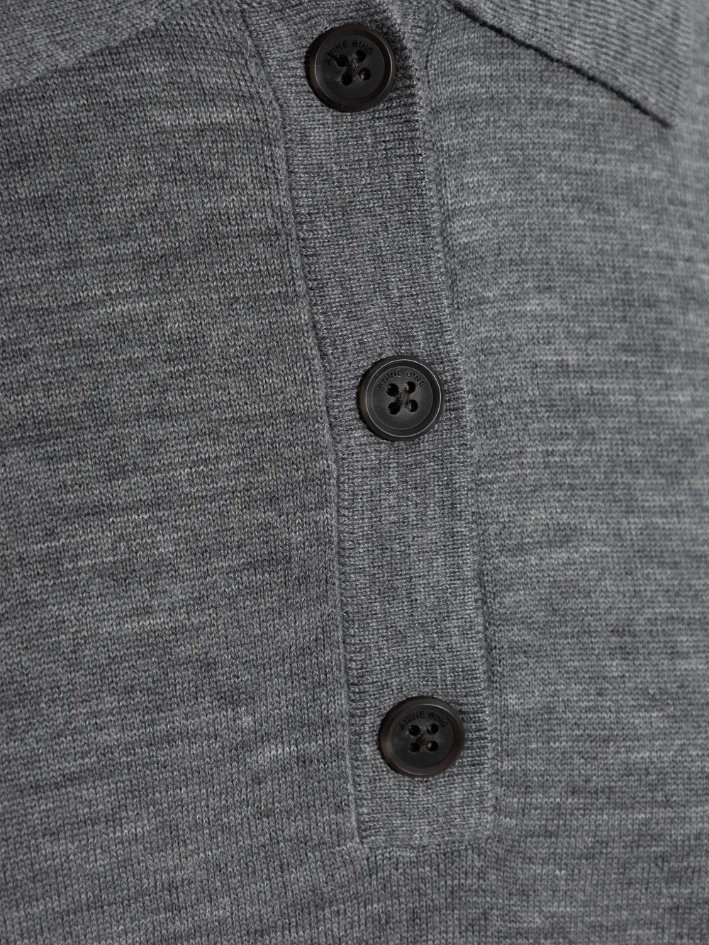Anine Bing Buttoned Polo Top In Gray
