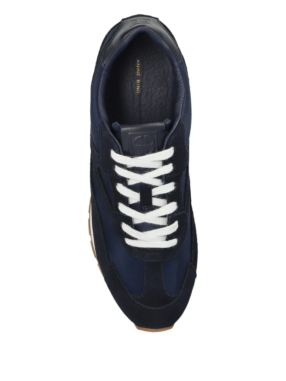 ANINE BING lace-up panelled suede sneakers Blauw