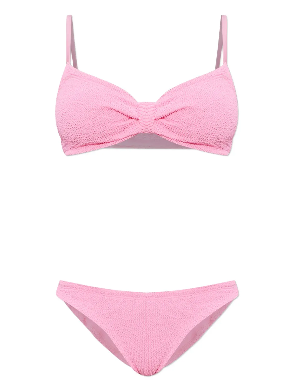 Hunza G Alicia Crinkle Knot Bikini In Pink