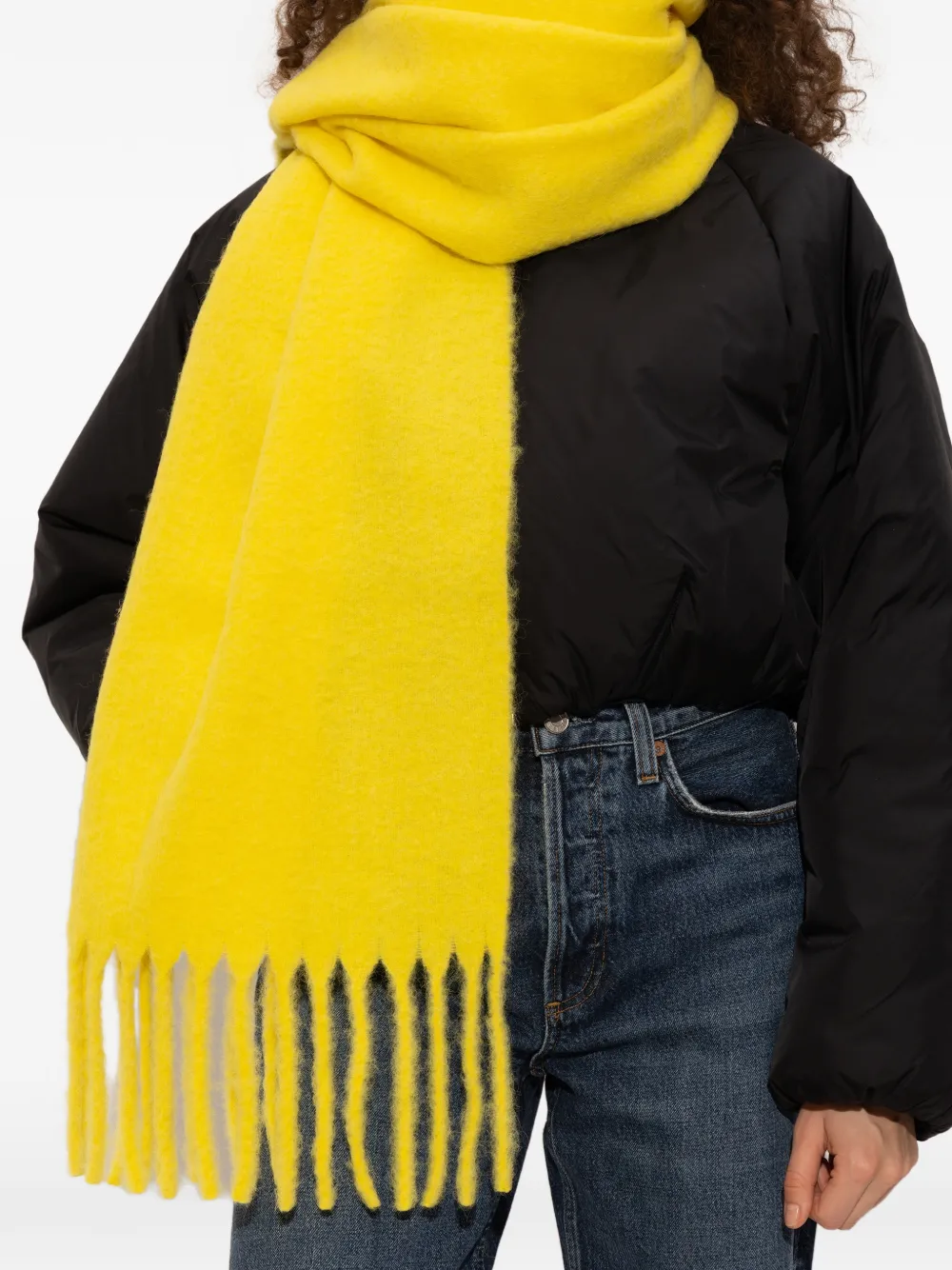 Issey Miyake Fringed Scarf In Yellow