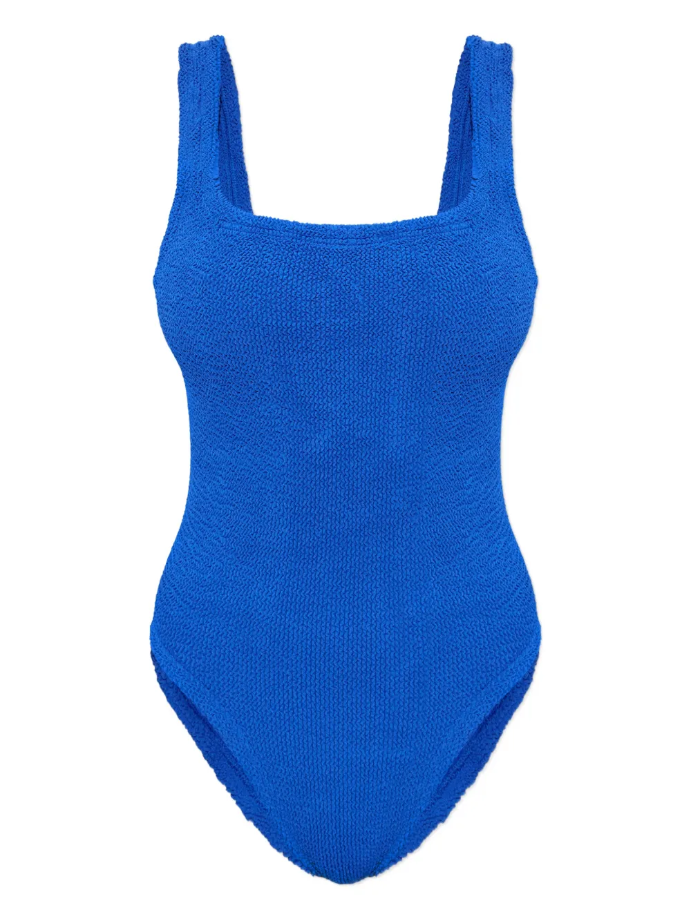 Hunza G Square-neck Crinkle Swimsuit In Blue