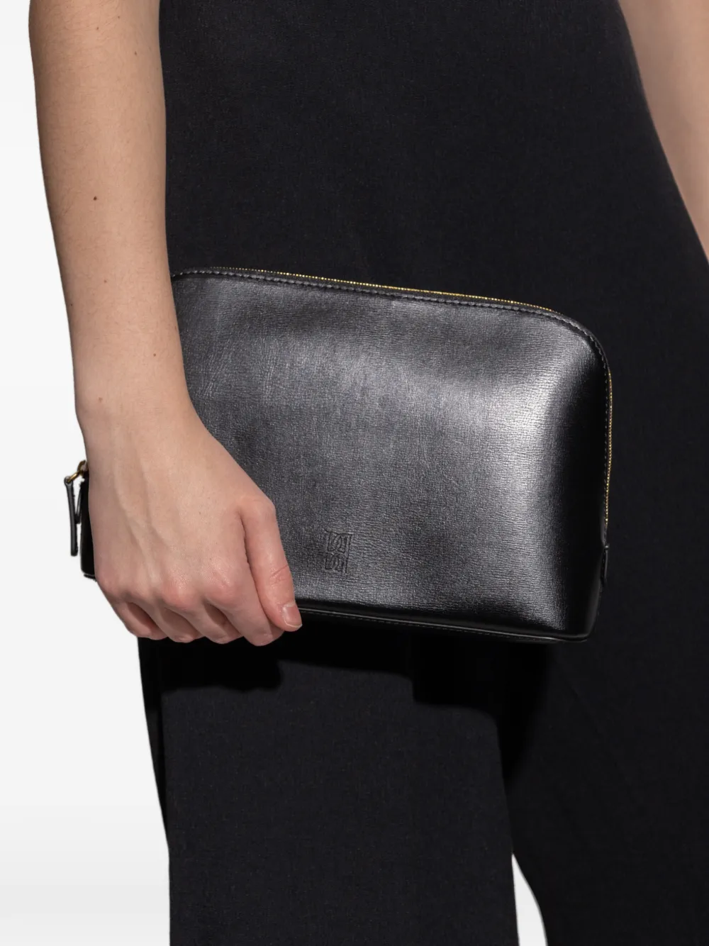 By Malene Birger Leren make-up tas - Zwart