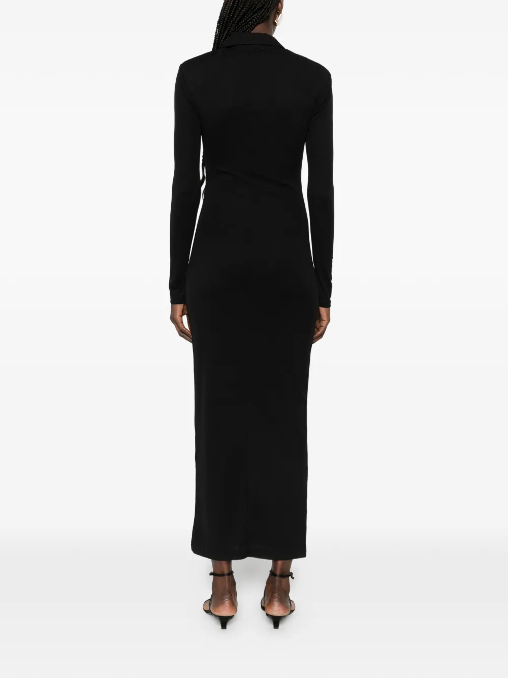 Shoulder Pads Maxi Shirt Dress