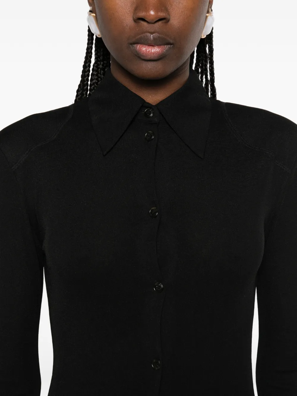 Shoulder Pads Maxi Shirt Dress
