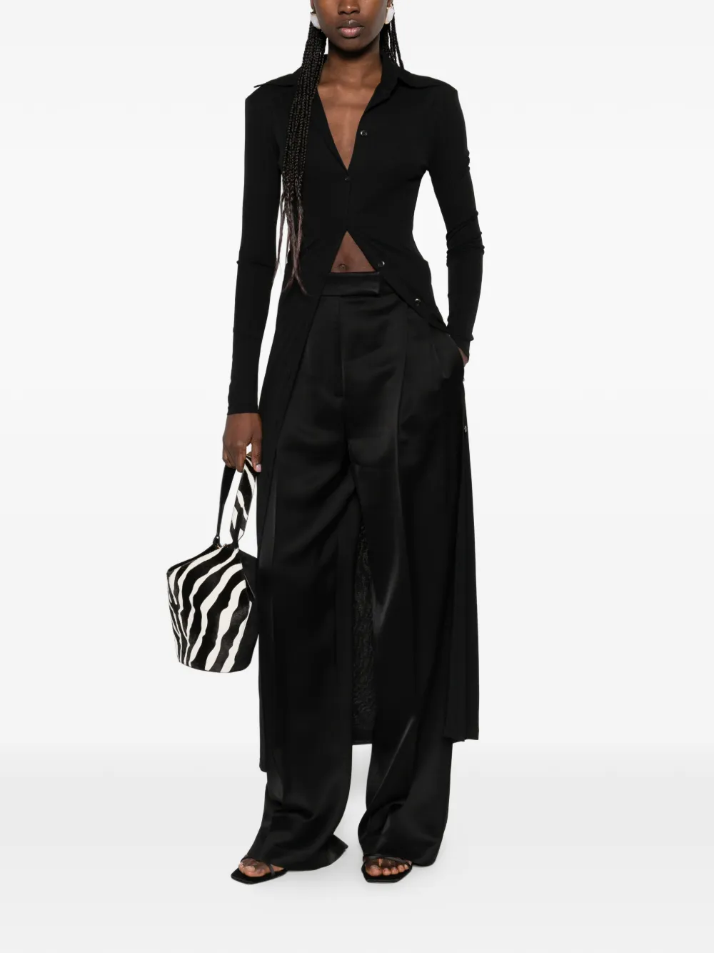 Shoulder Pads Maxi Shirt Dress