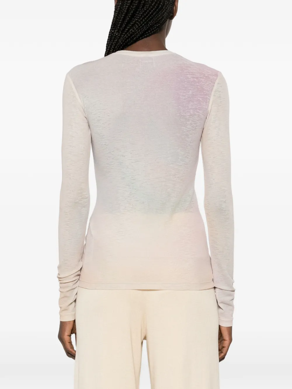 Nanushka Top met ronde hals en lange mouwen Beige
