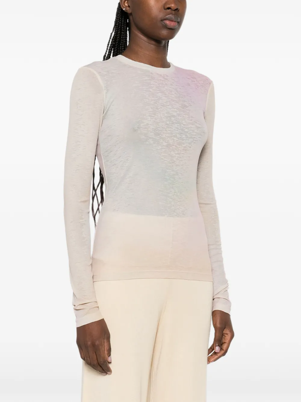 Nanushka Top met ronde hals en lange mouwen Beige