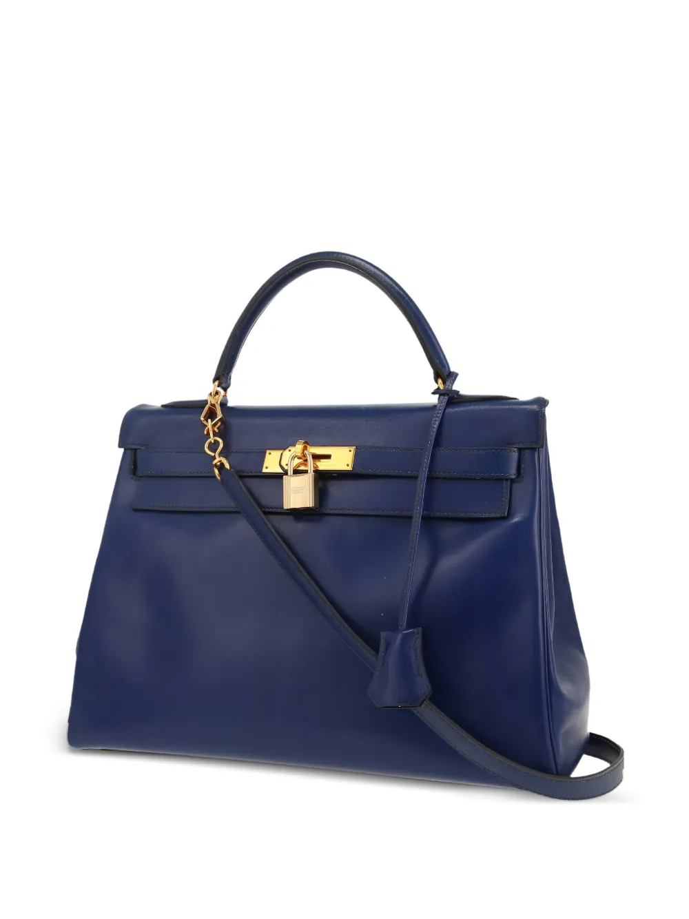 Hermès Pre-owned 1991 Kelly 32 Leather Tote Bag in Blue, view 3