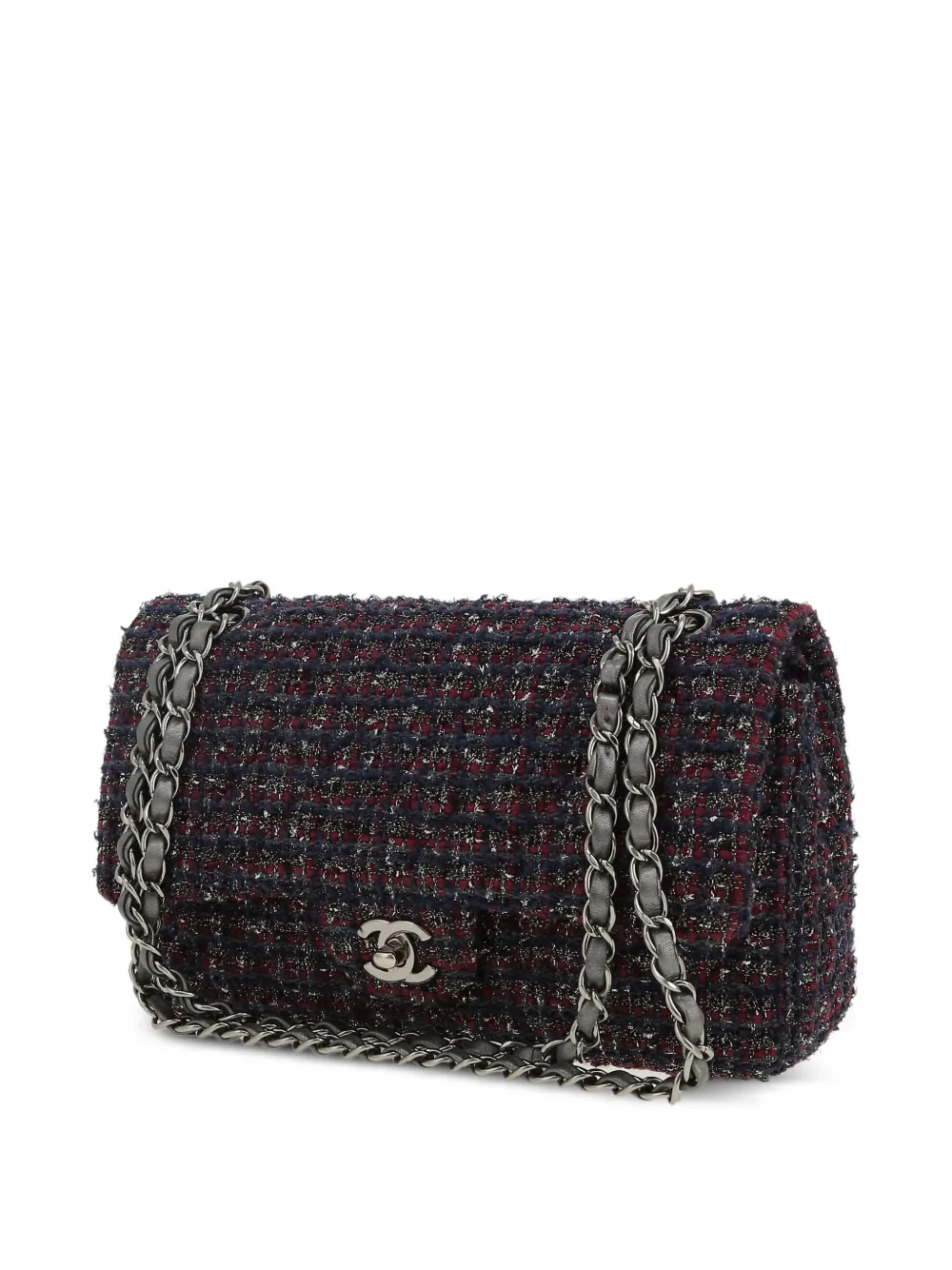 CHANEL Pre-Owned 2016 Timeless Classic schoudertas met tweed ketting Blauw