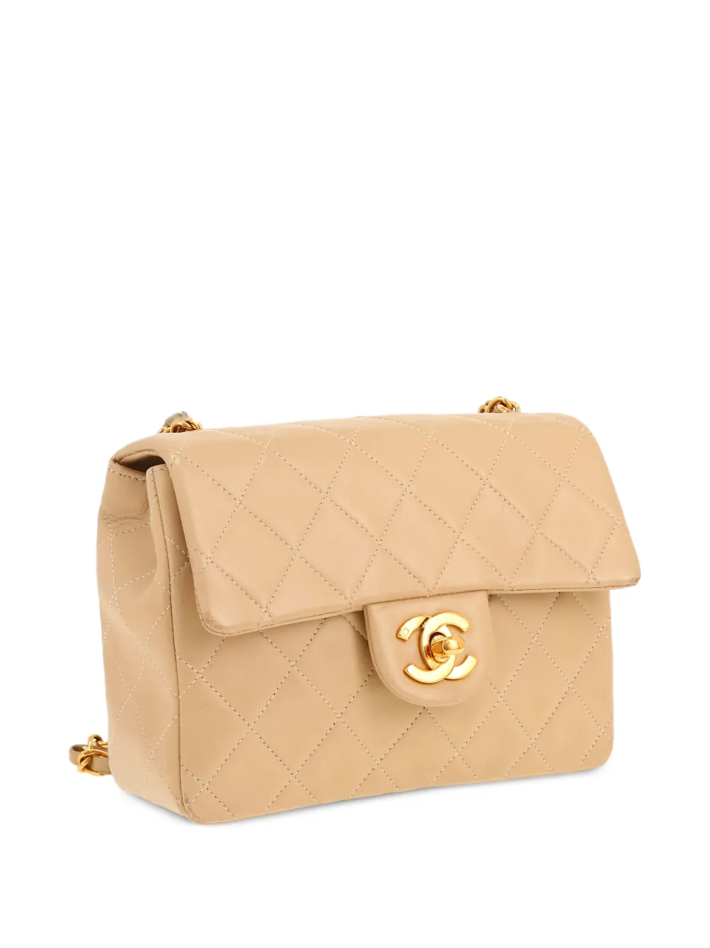 CHANEL Pre-Owned Kleine gewatteerde vierkante schoudertas Beige