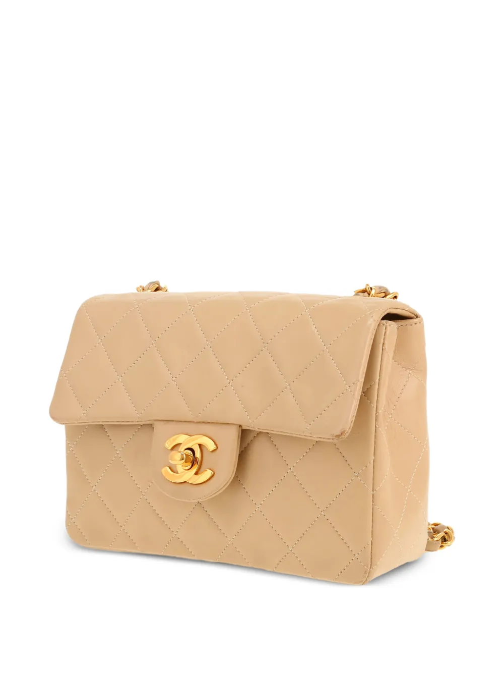 CHANEL Pre-Owned Kleine gewatteerde vierkante schoudertas Beige