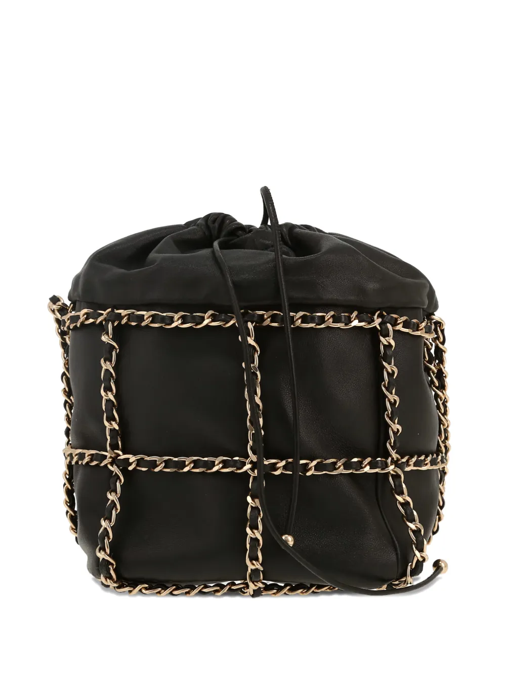 CHANEL Pre-Owned 2021 chain-leather bucket bag - Schwarz