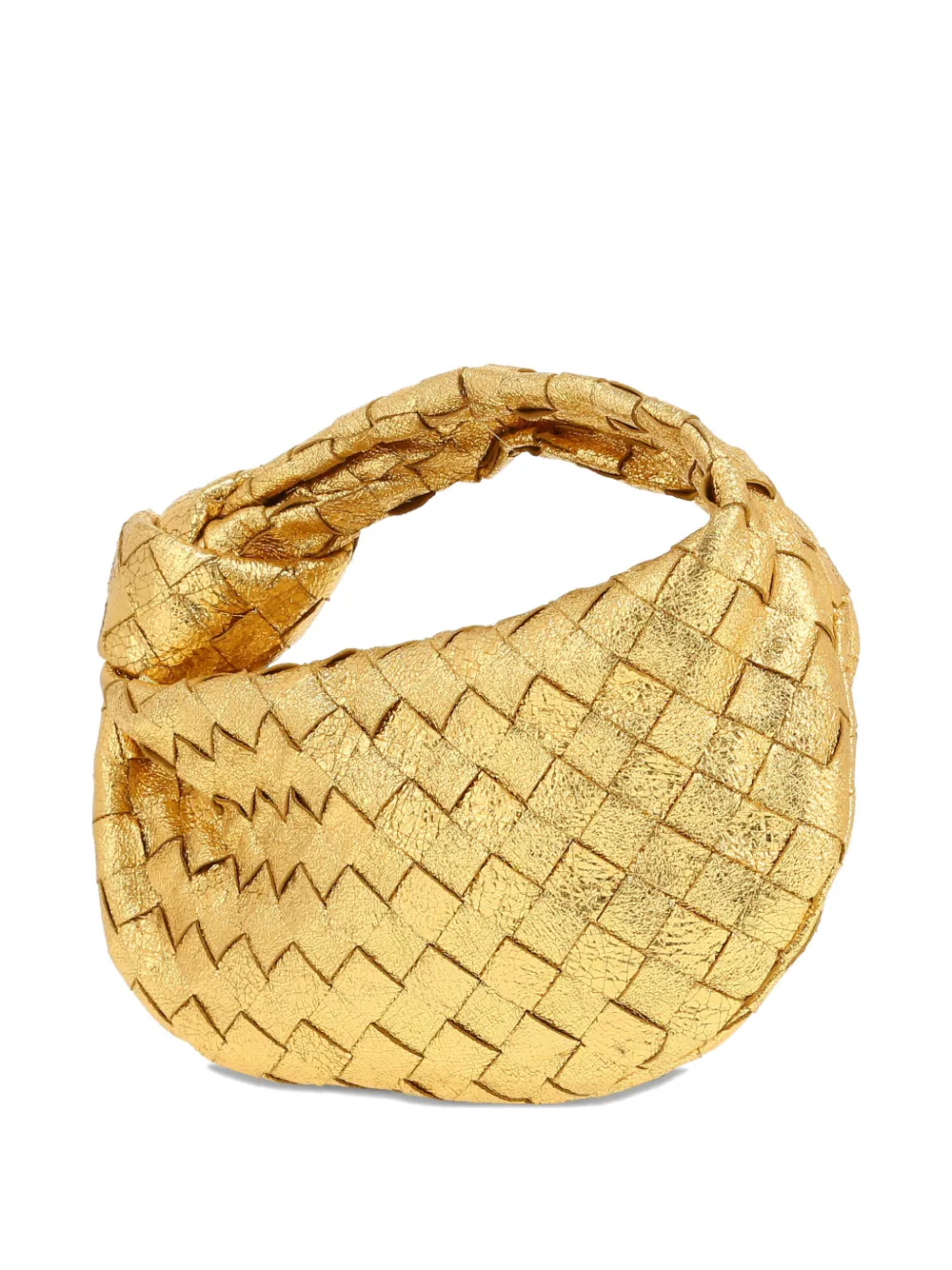 Pre-owned Bottega Veneta 2020's Mini Jodie Intrecciato Tote Bag In Gold